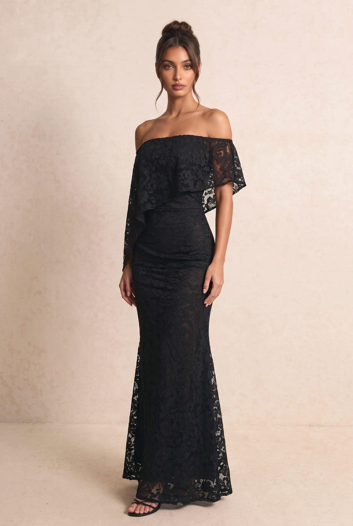 Off Shoulder Lace Maxi Dress