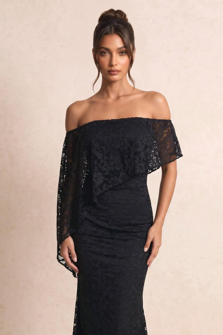 Off Shoulder Lace Maxi Dress