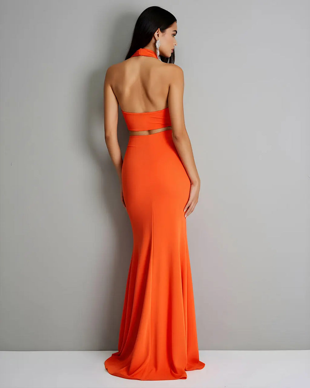 Twist Tied Backless Top And Mermaid Floor Skirt Set SOLACE