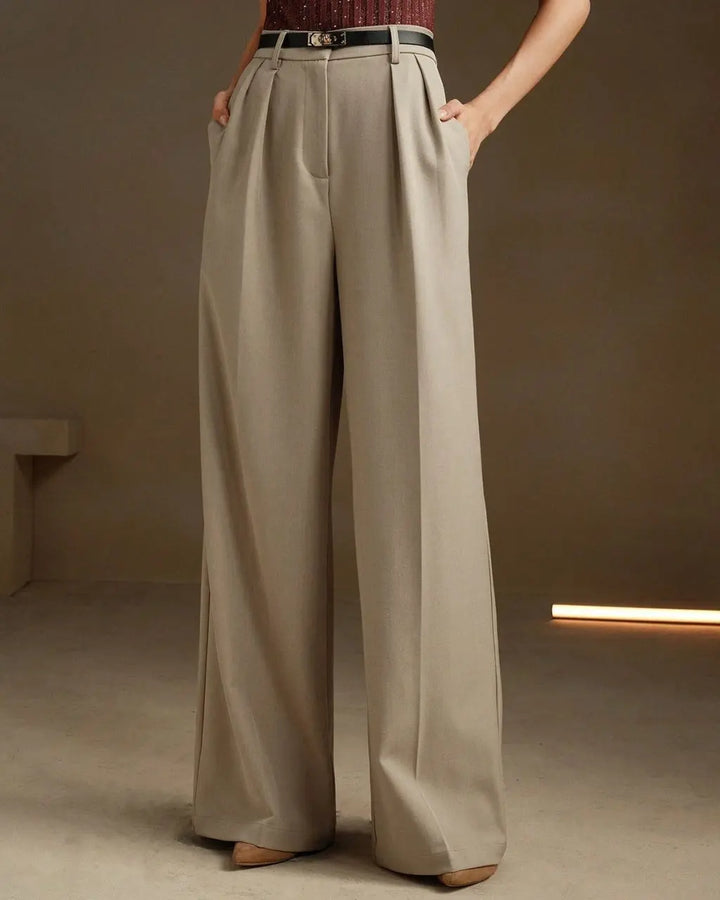 Elegant High Waist Pleated Wide Leg Pants SOLACE