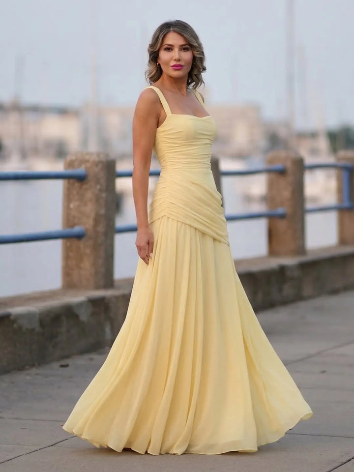 Elegant Square Neck Corset Back Lace Up Maxi Dress SOLACE