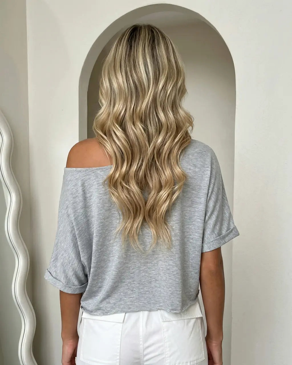Grey Off-The-Shoulder Short Sleeve Crop T-Shirt SOLACE
