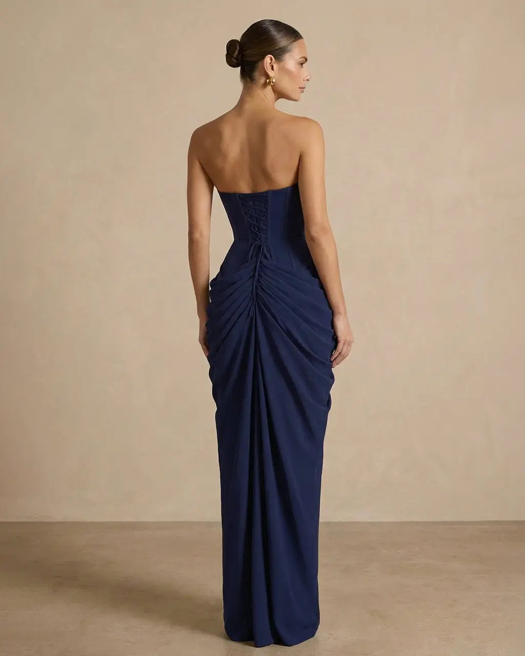 Elegant Corset Back Strapless Draped Side Slit Maxi Dress SOLACE