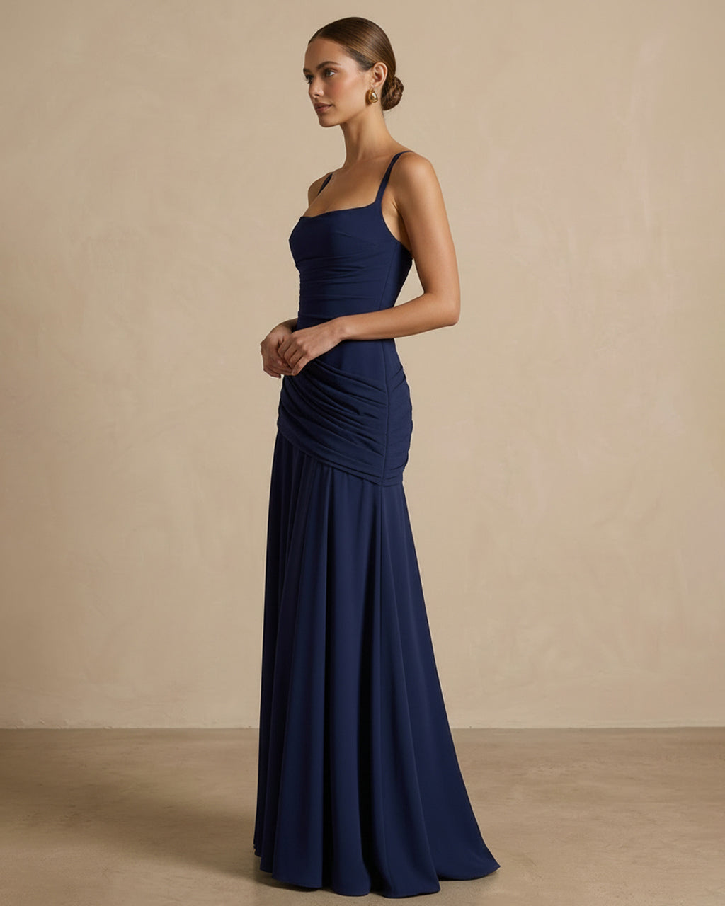 Elegant Square Neck Corset Back Lace Up Maxi Dress