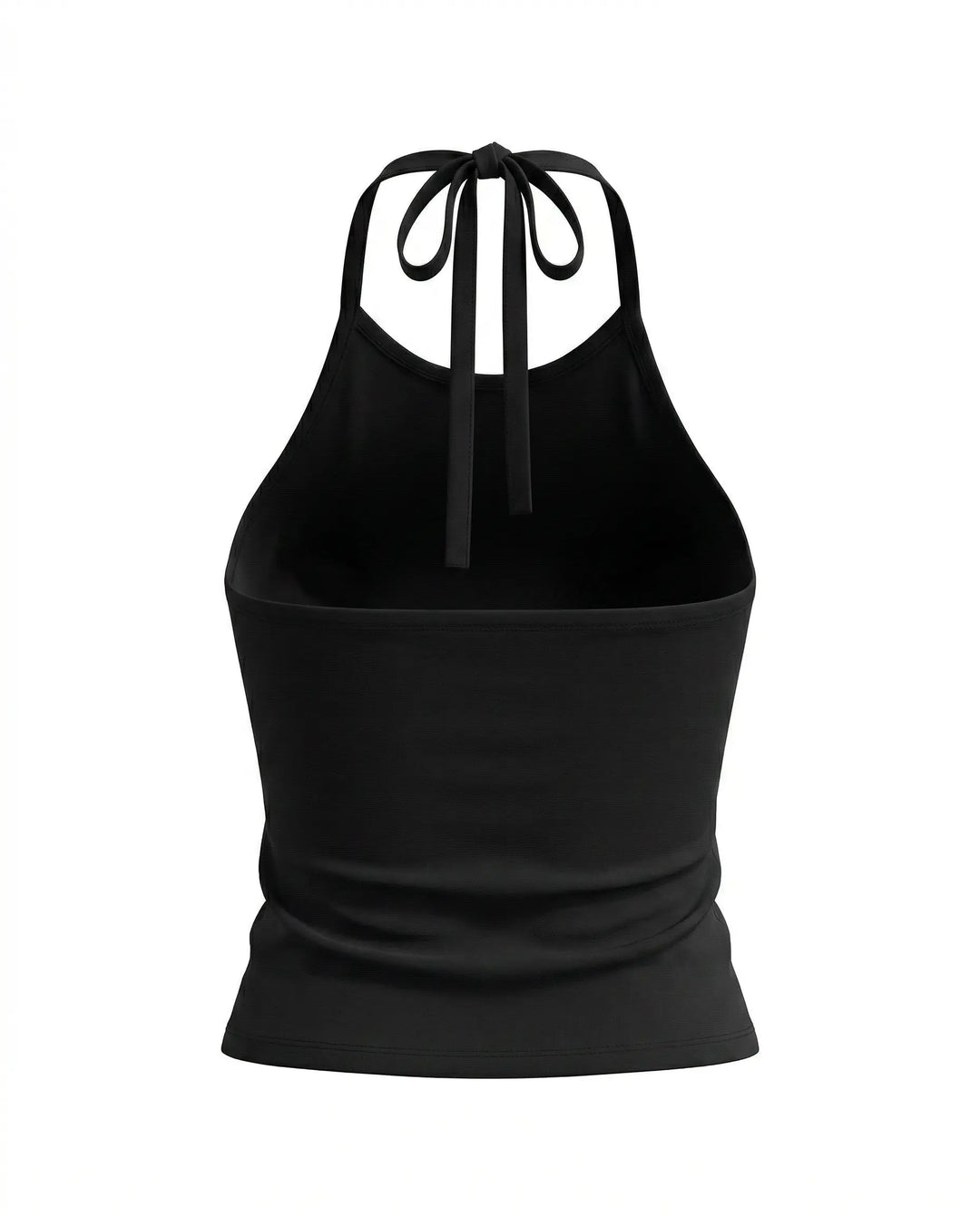 SOLACE  Black Halter Neck Tie Backless Crop Top 