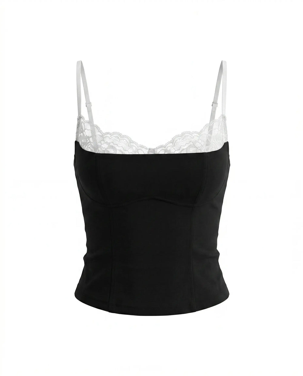 SOLACE  Black Lace Trim Cami Crop Top 
