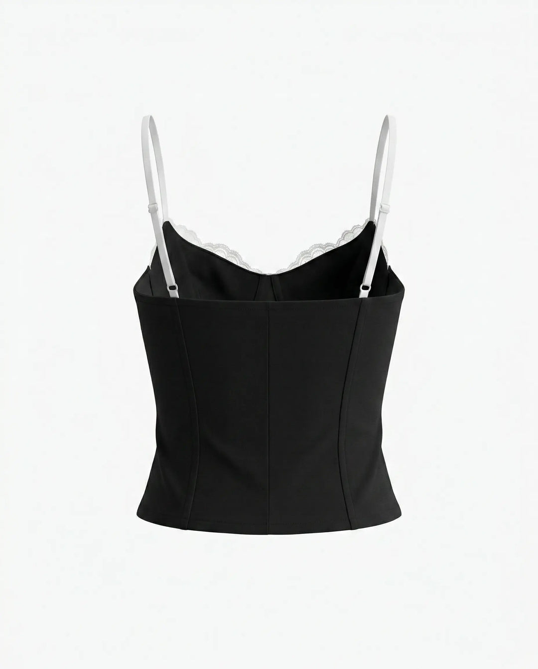 SOLACE  Black Lace Trim Cami Crop Top 
