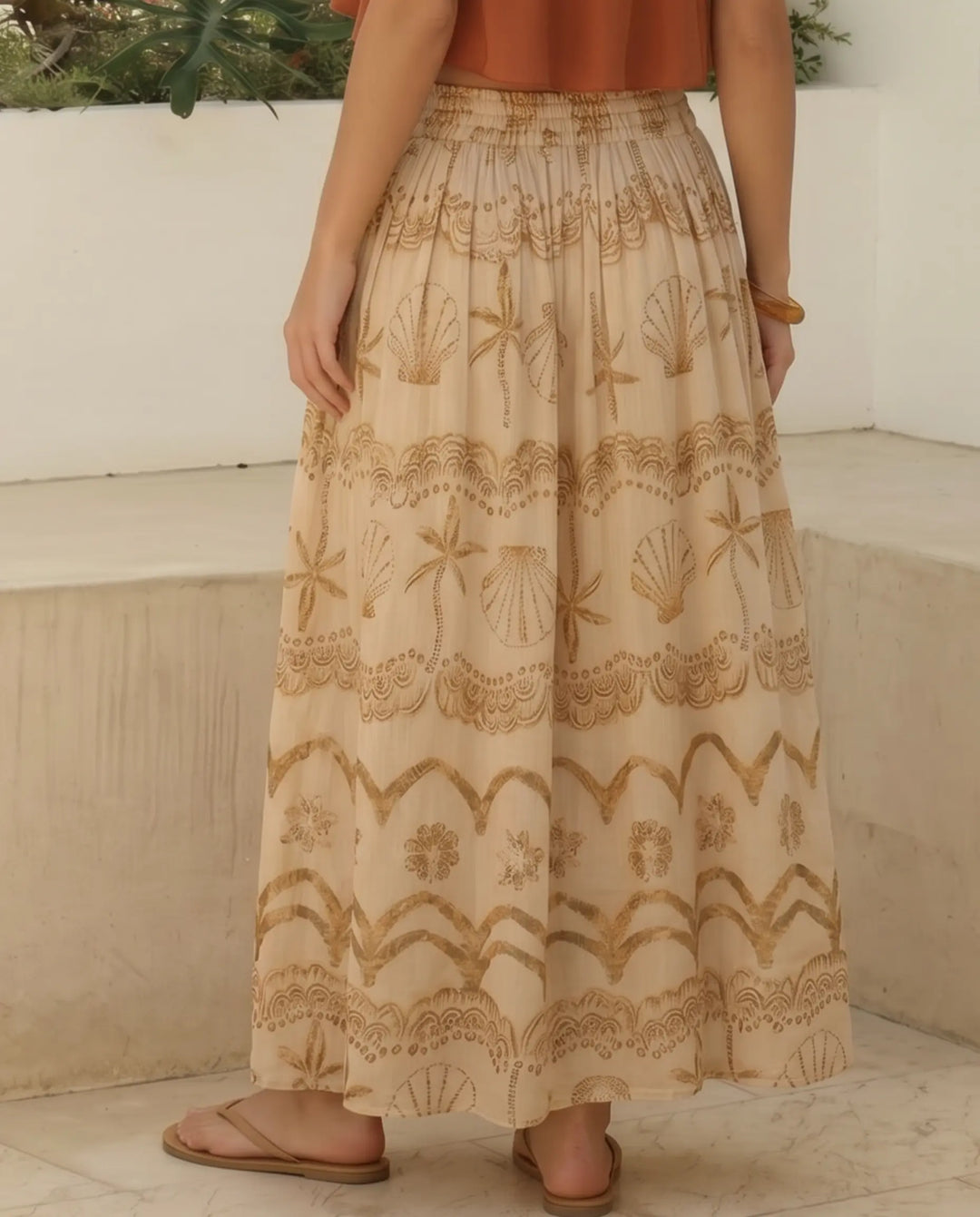 SOLACE  Floral Print Drawstring Waist Maxi Skirt 