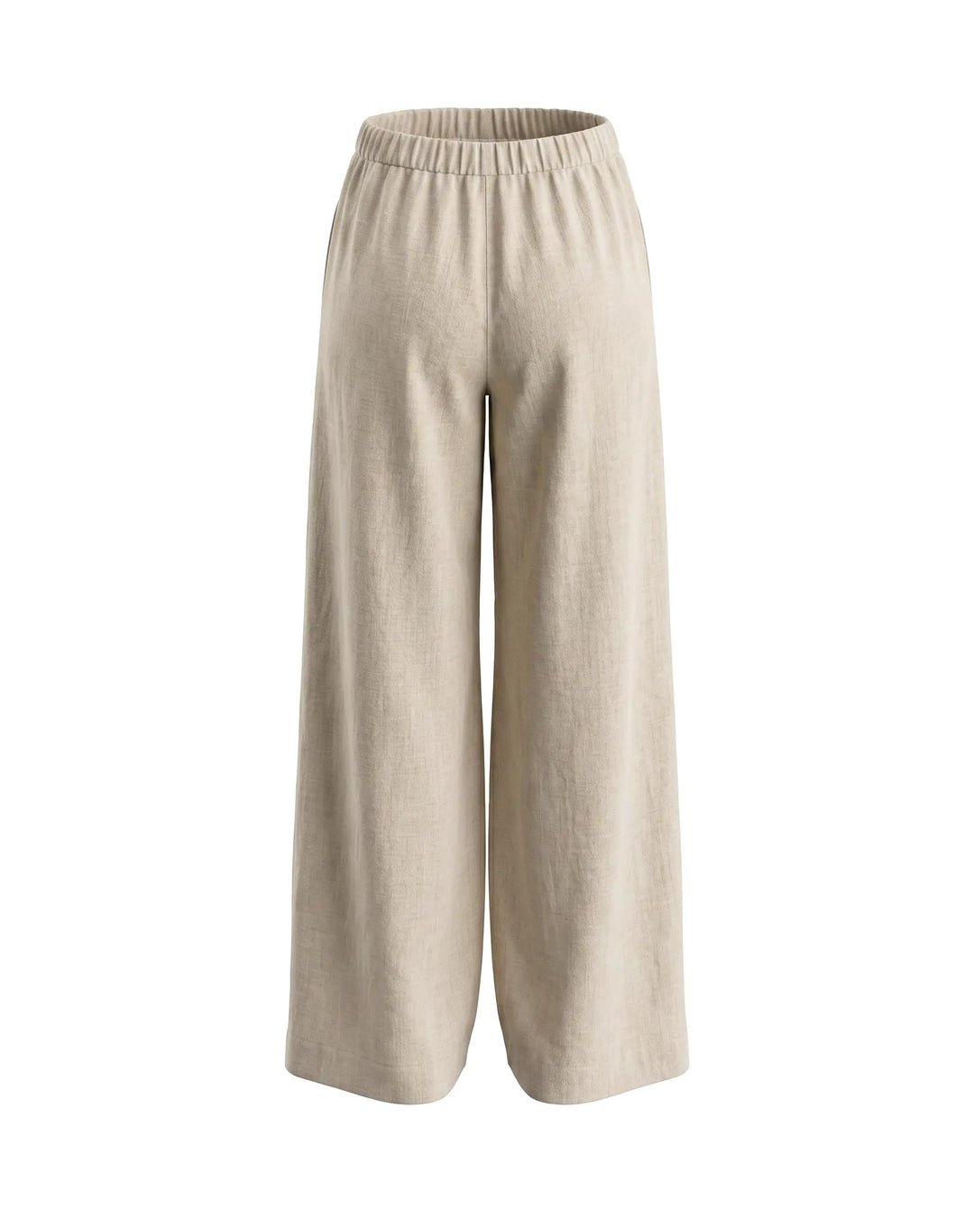 SOLACE  Beige Linen-Blend High Waist Wide Leg Pants 