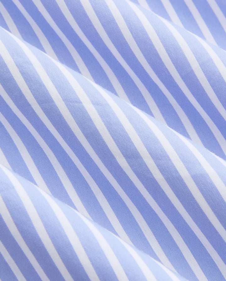 Blue Striped Collared Halter Neck Midi Dress