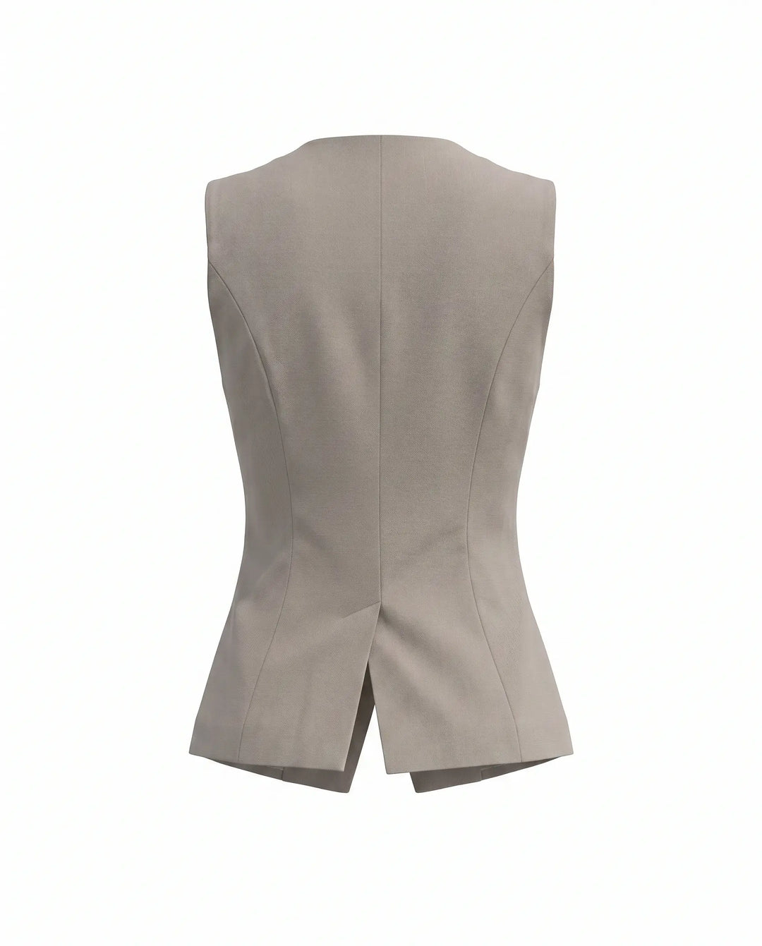 SOLACE  Grey Round Neck Button Front Sleeveless Regular Length Vest 