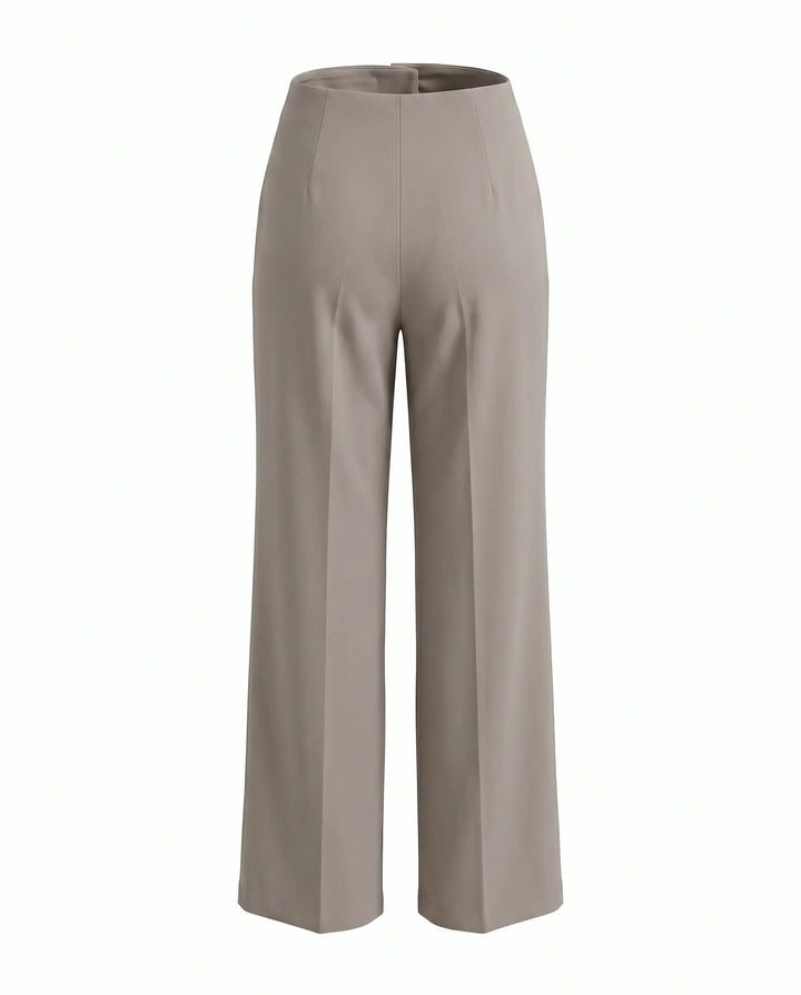 SOLACE  Gray High Waist Pleated Wide Leg Long Pants 