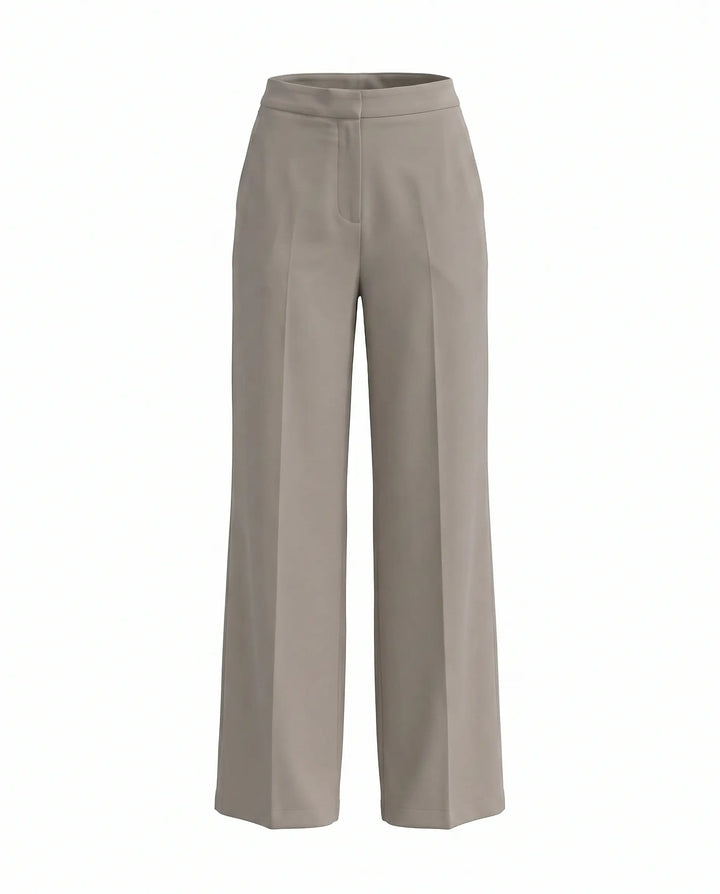 SOLACE  Gray High Waist Pleated Wide Leg Long Pants 
