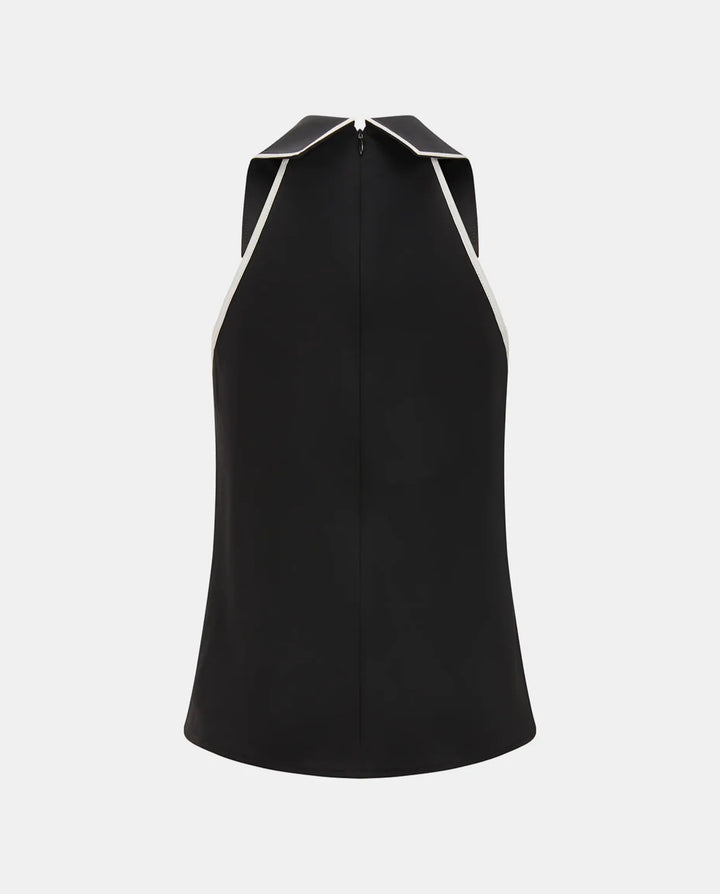 Black Contrast Trim Halter Neck Regular Length Cami Top