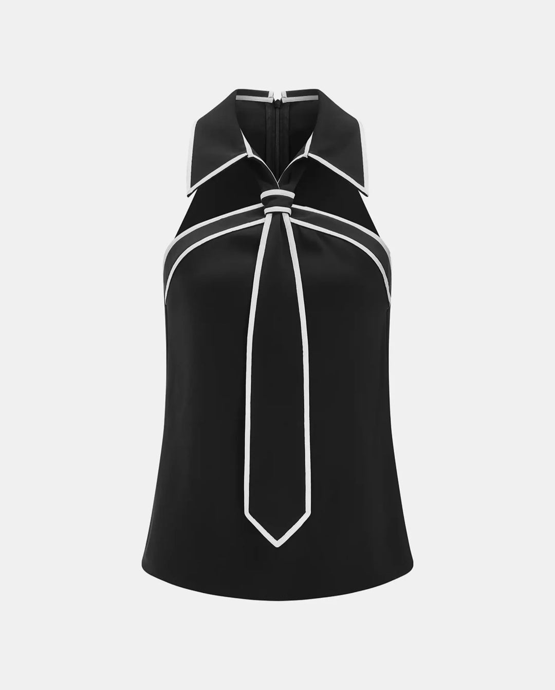 Black Contrast Trim Halter Neck Regular Length Cami Top