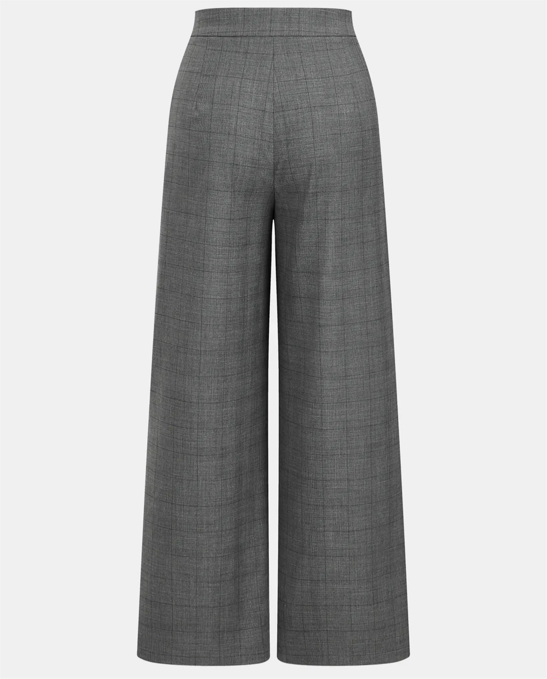 SOLACE  Grey Plaid Lace Trim Wide Leg Pants 