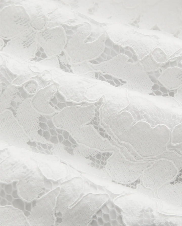 SOLACE  White Traditional Frog Buttons Lace Halter Top 