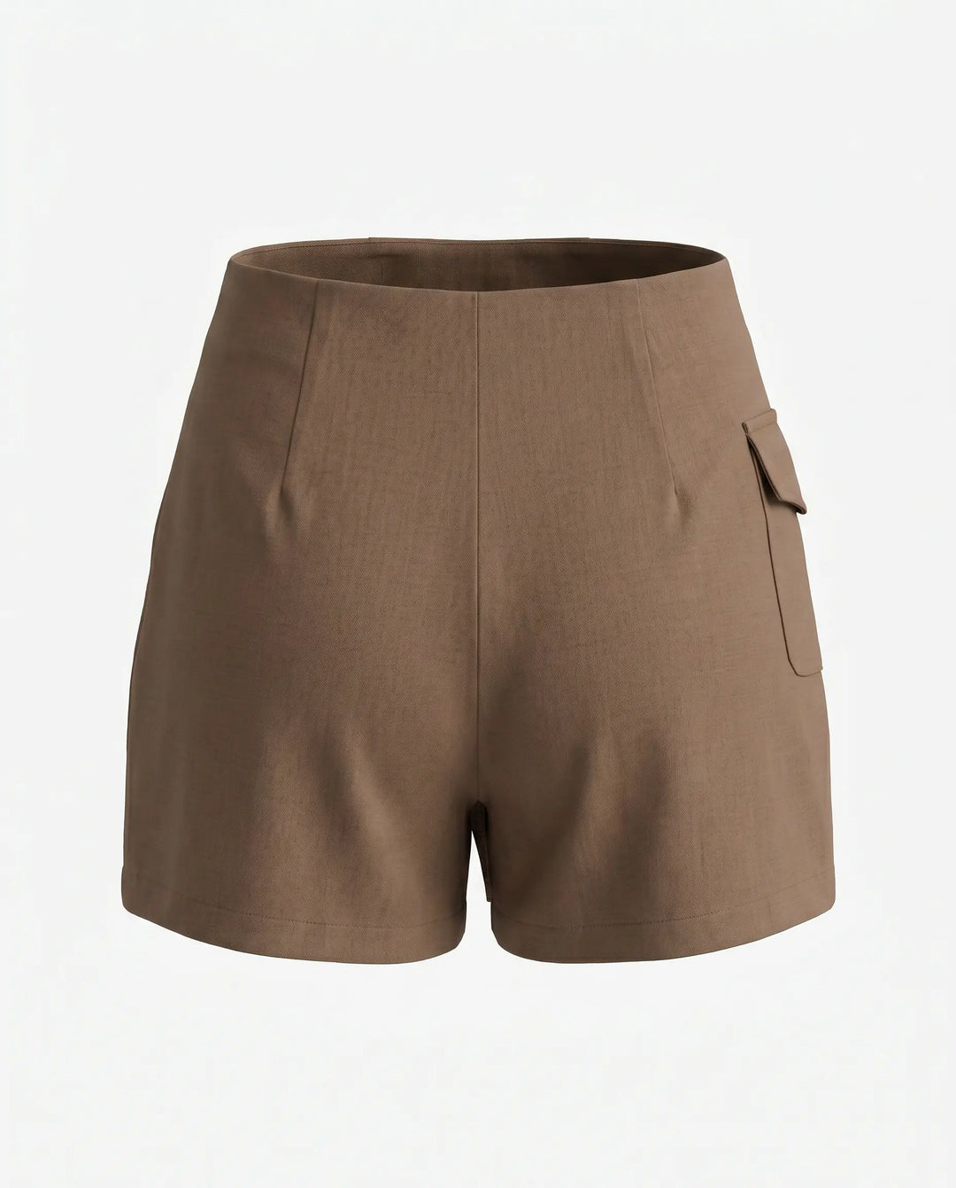 SOLACE  High Waist Wrap Shorts With Gold Buttons 