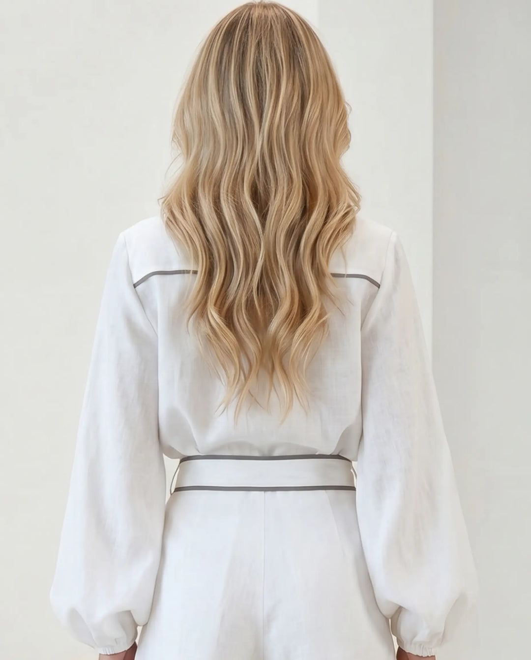 SOLACE  White Contrast Trim Long Sleeve Regular Length Blouse 