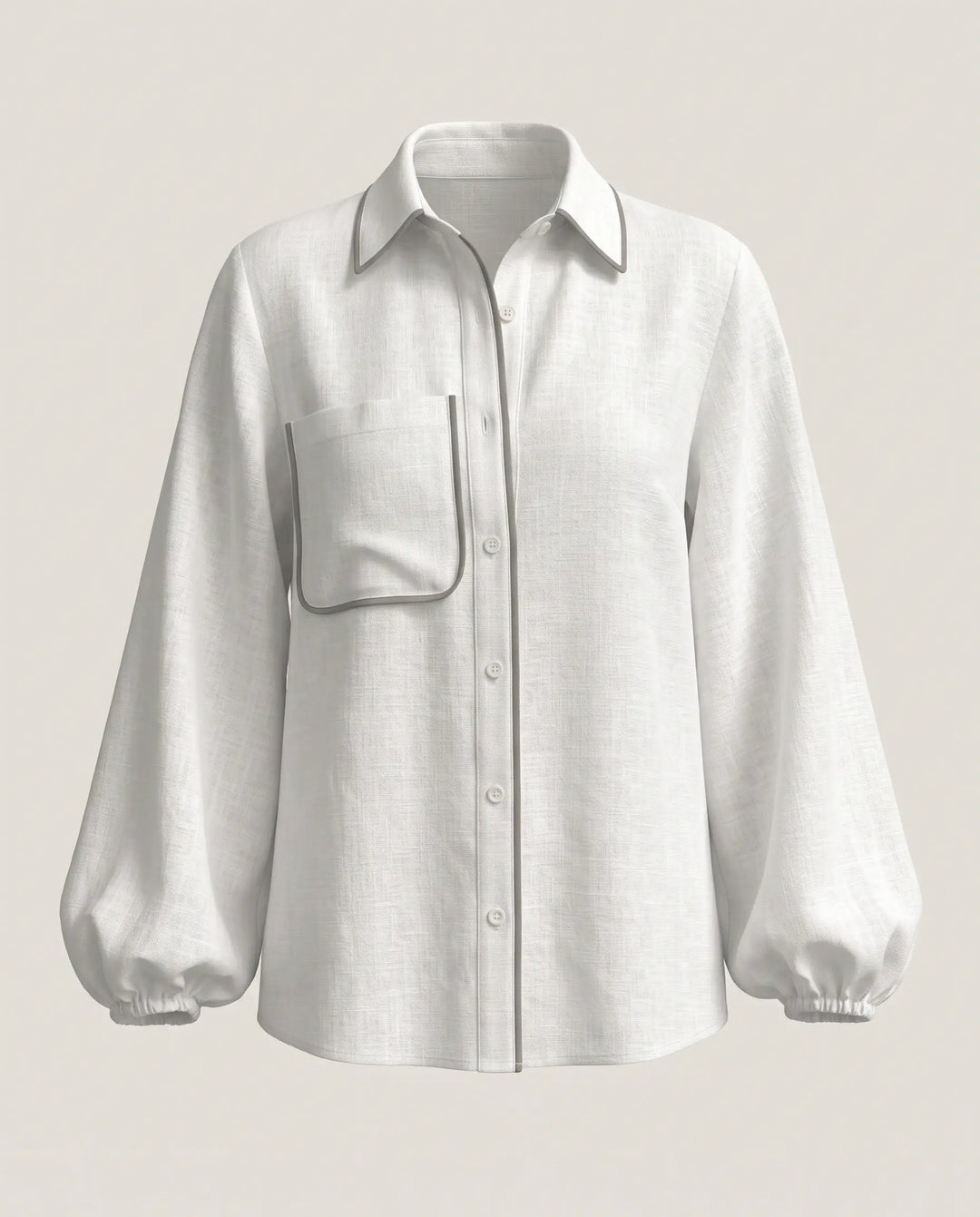 SOLACE  White Contrast Trim Long Sleeve Regular Length Blouse 
