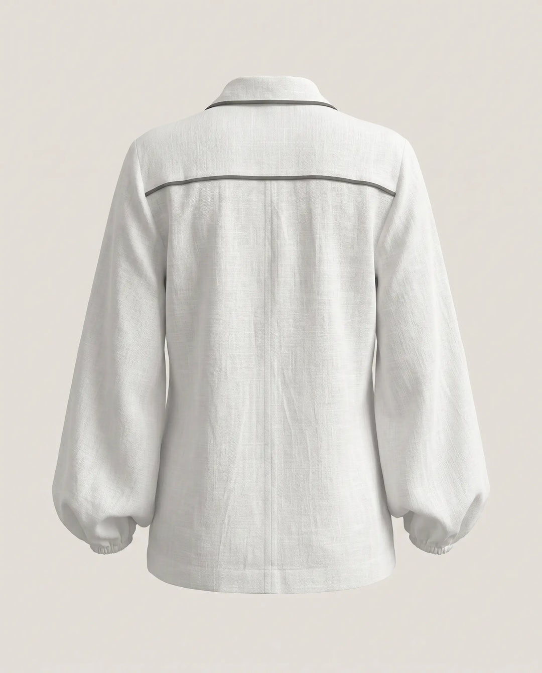 SOLACE  White Contrast Trim Long Sleeve Regular Length Blouse 