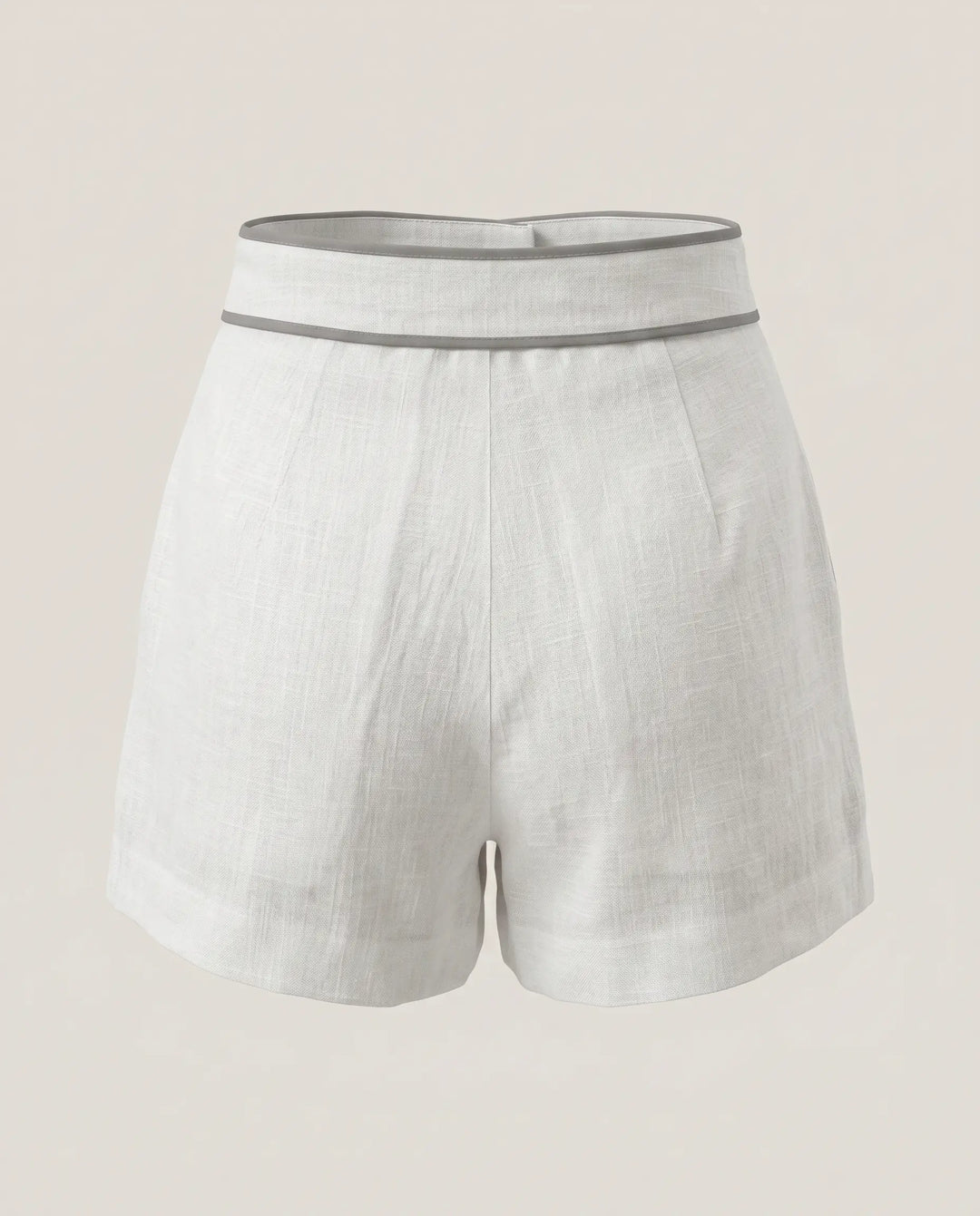 SOLACE  White High Waist Contrast Trim Shorts With Belt 