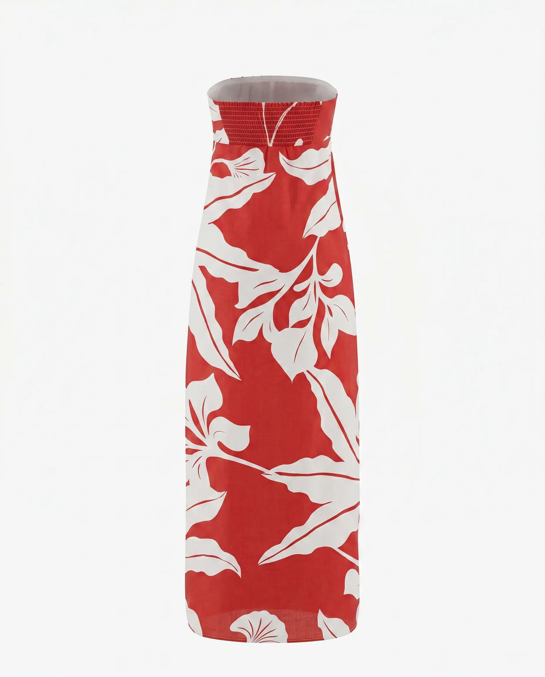 SOLACE  Red Leaf Print Strapless Overlay Top 