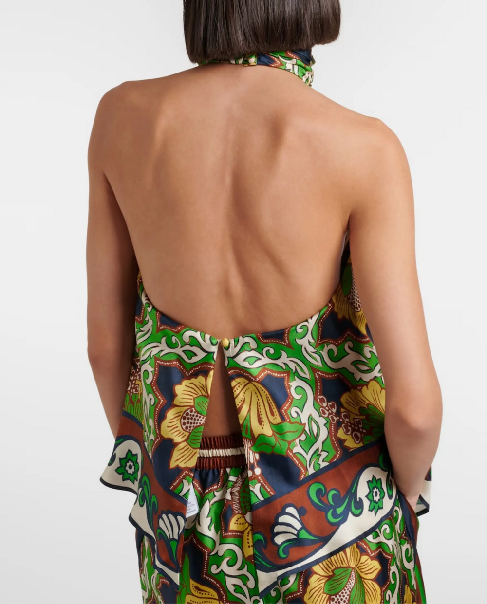 SOLACE  Green Floral Print Halter Neck Top 