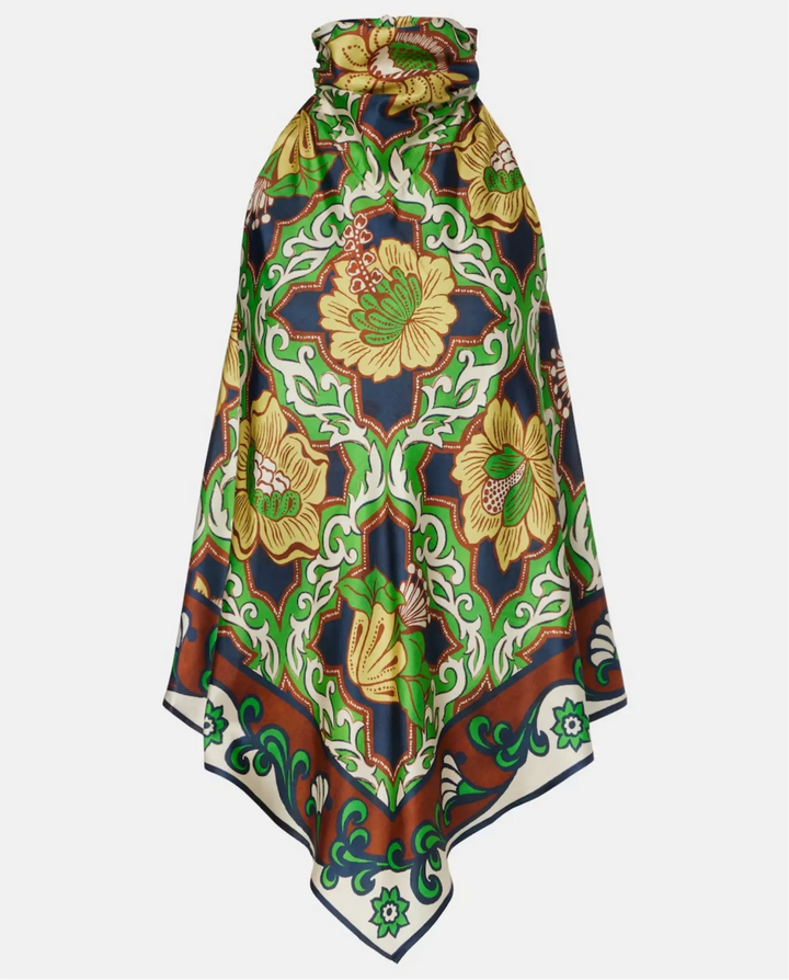 SOLACE  Green Floral Print Halter Neck Top 