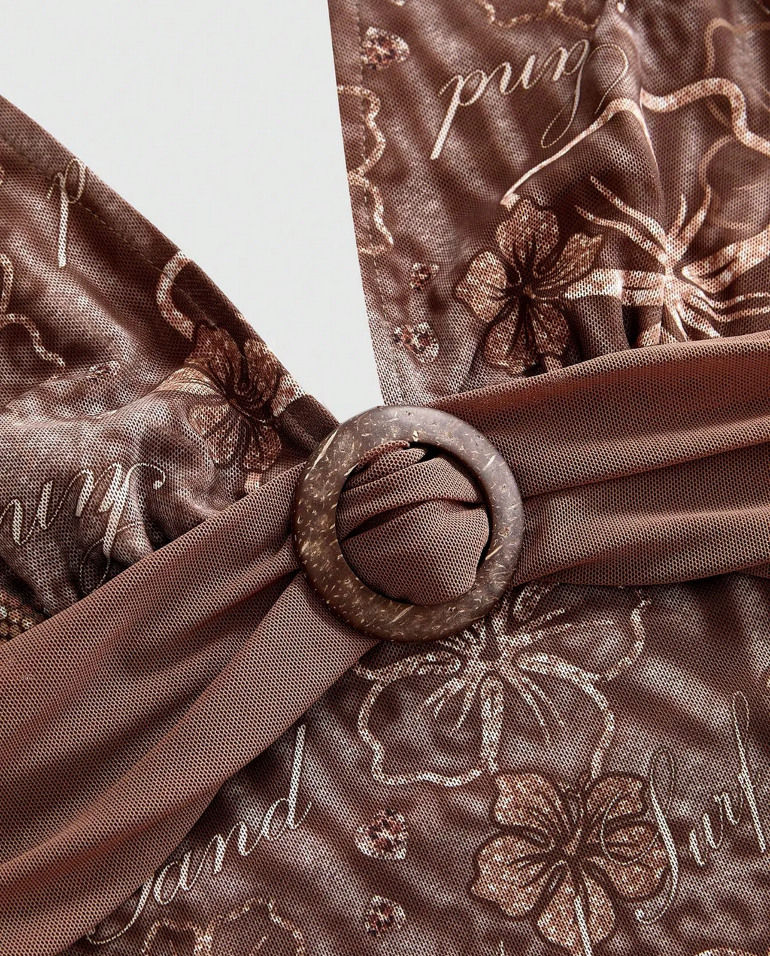 Brown Floral Leopard Print Halter Neck Top