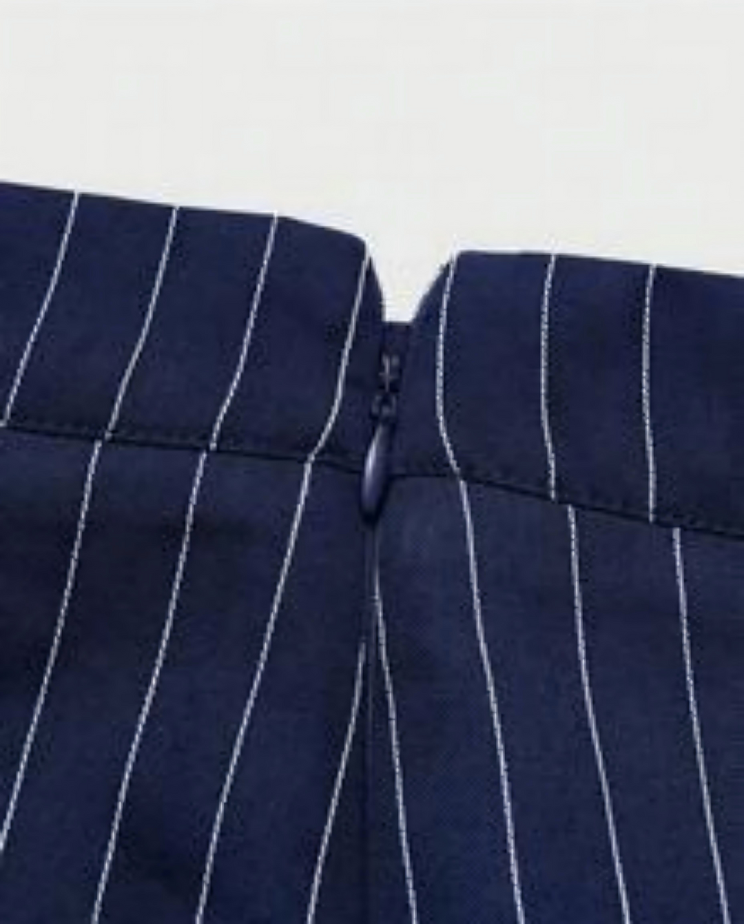 Navy White Pinstripe High Waist Pencil Midi Skirt