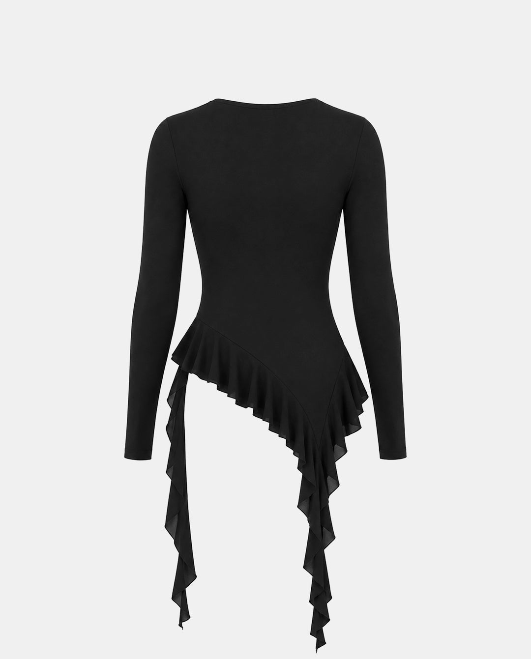 Round Neck Asymmetrical Ruffle Top