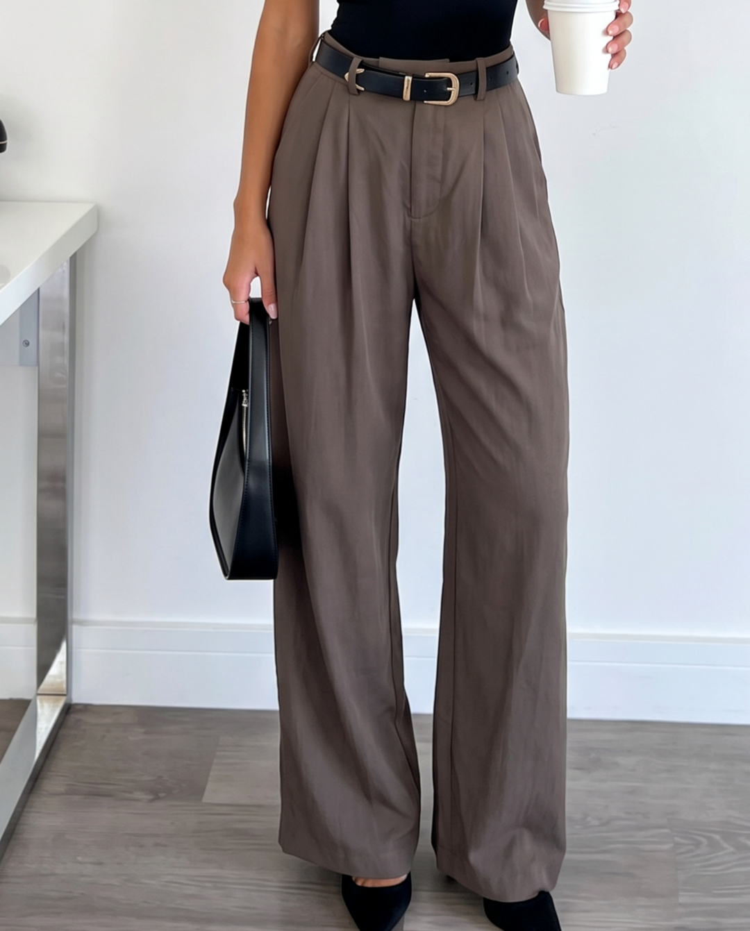 Minimalist High Waist Pleated Suit Pants