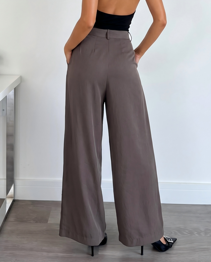 Minimalist High Waist Pleated Suit Pants