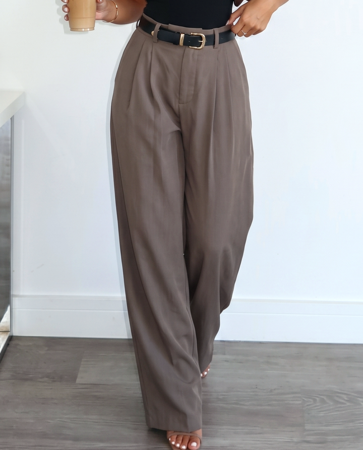 Minimalist High Waist Pleated Suit Pants