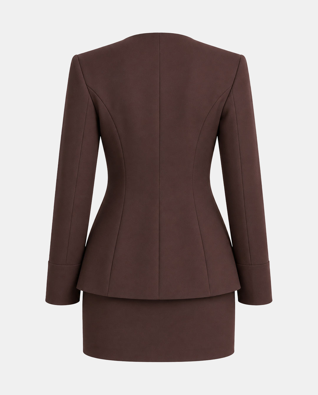 SOLACECrew Neck Button Front Long Sleeve Blazer Skirt Set