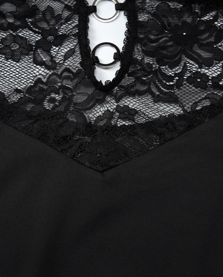 SOLACESexy Black Lace Plunge V-Neck Backless Maxi Dress