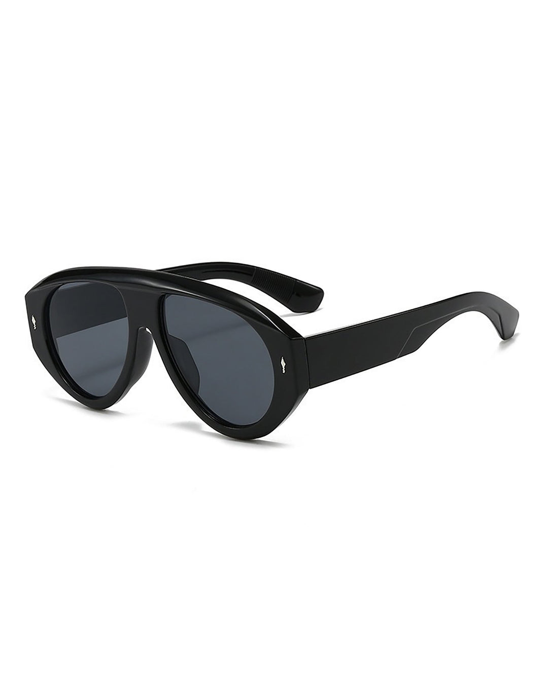 SOLACESolid Black Pilot Shield Sunglasses Dark Grey Lens