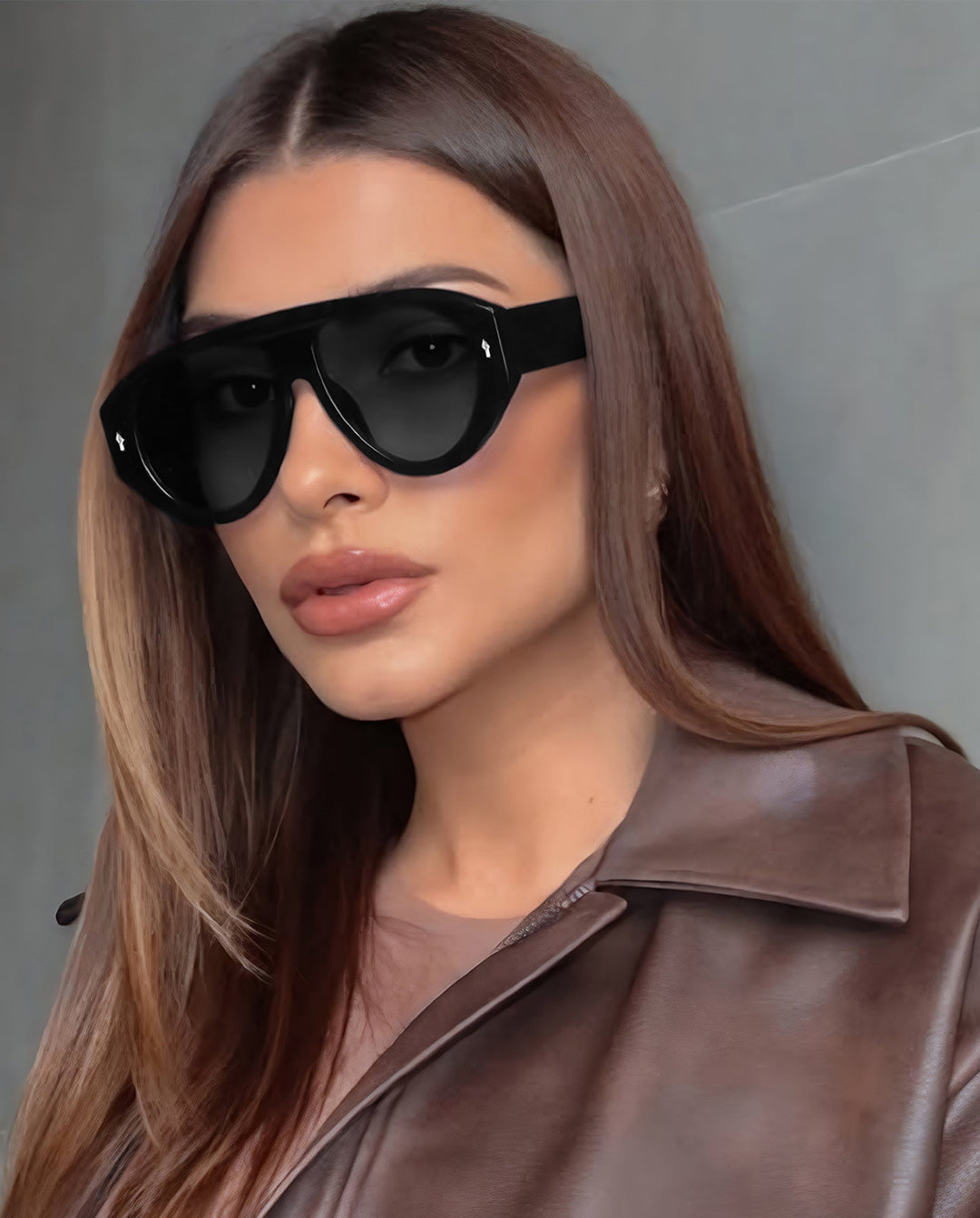 SOLACESolid Black Pilot Shield Sunglasses Dark Grey Lens
