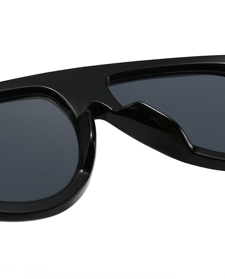 SOLACESolid Black Pilot Shield Sunglasses Dark Grey Lens