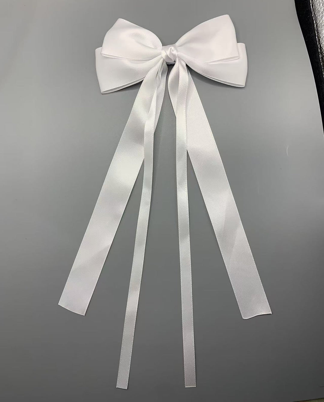 SOLACESolid Satin Long Streamer Big Bow Hair Clip