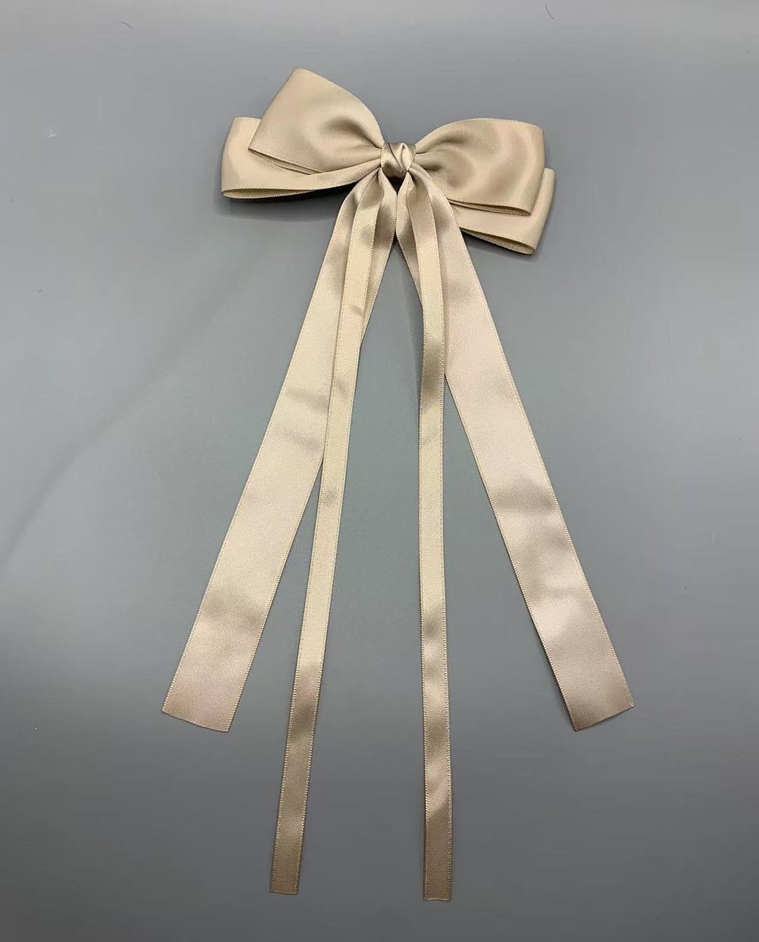 SOLACESolid Satin Long Streamer Big Bow Hair Clip