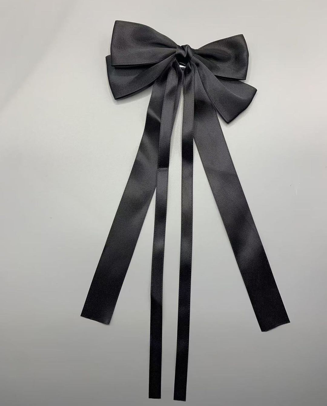 SOLACESolid Satin Long Streamer Big Bow Hair Clip