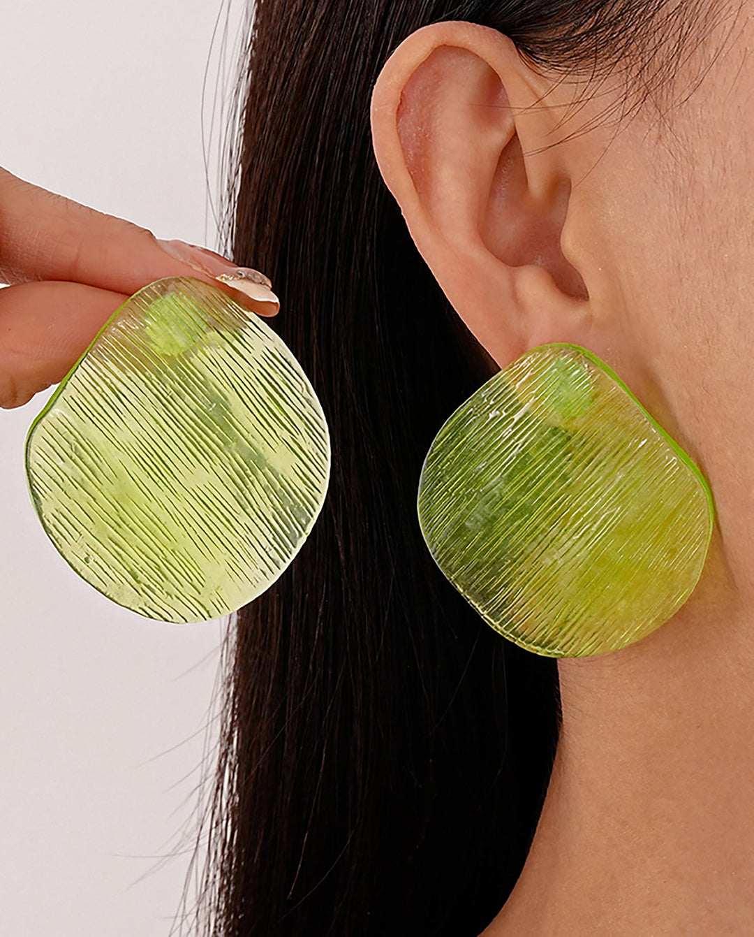 SOLACETransparent Textured Irregular Square Resin Stud Earrings