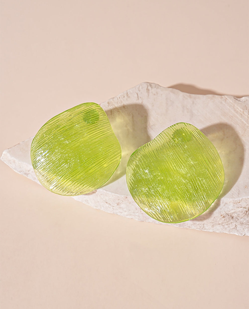 SOLACETransparent Textured Irregular Square Resin Stud Earrings