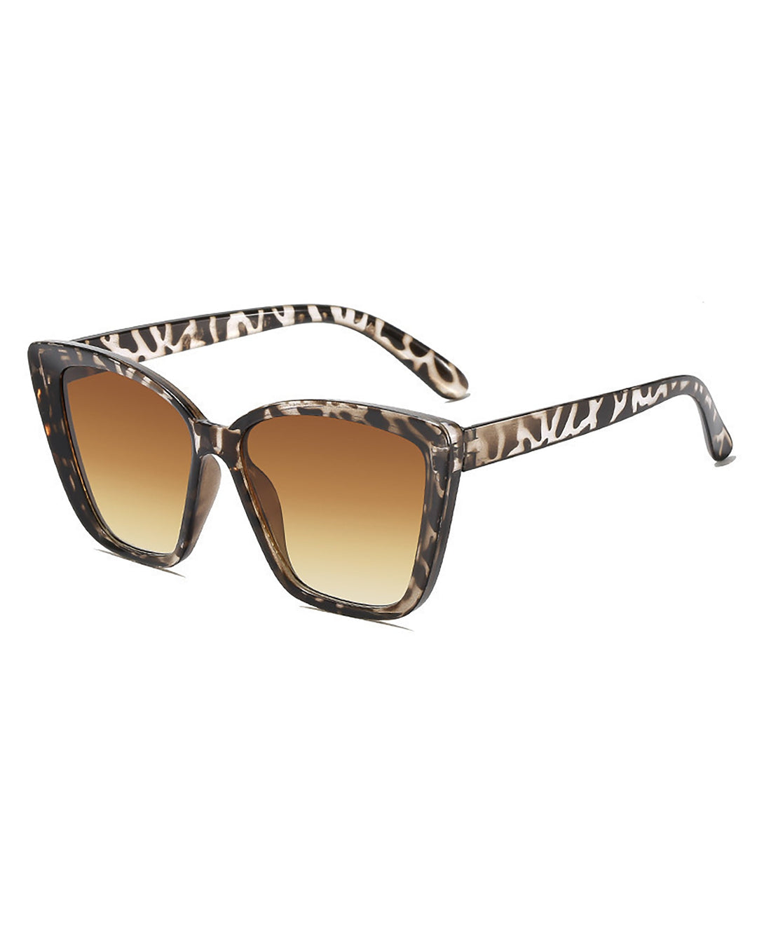 SOLACETwo Color Option Cat Eye Square Sunglasses Solid Black Lens Gradient Brown Lens