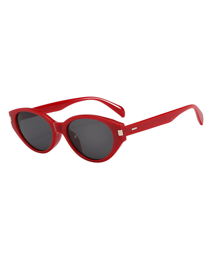 SOLACETwo Tone Option Retro Oval Cat Eye Sunglasses with Metal Decor