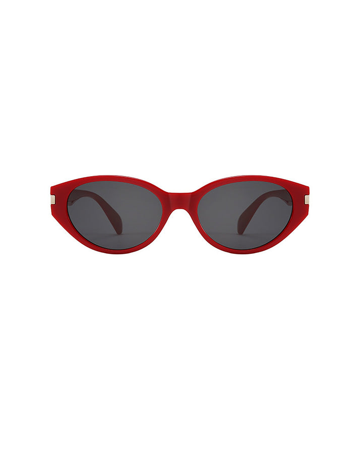 SOLACETwo Tone Option Retro Oval Cat Eye Sunglasses with Metal Decor