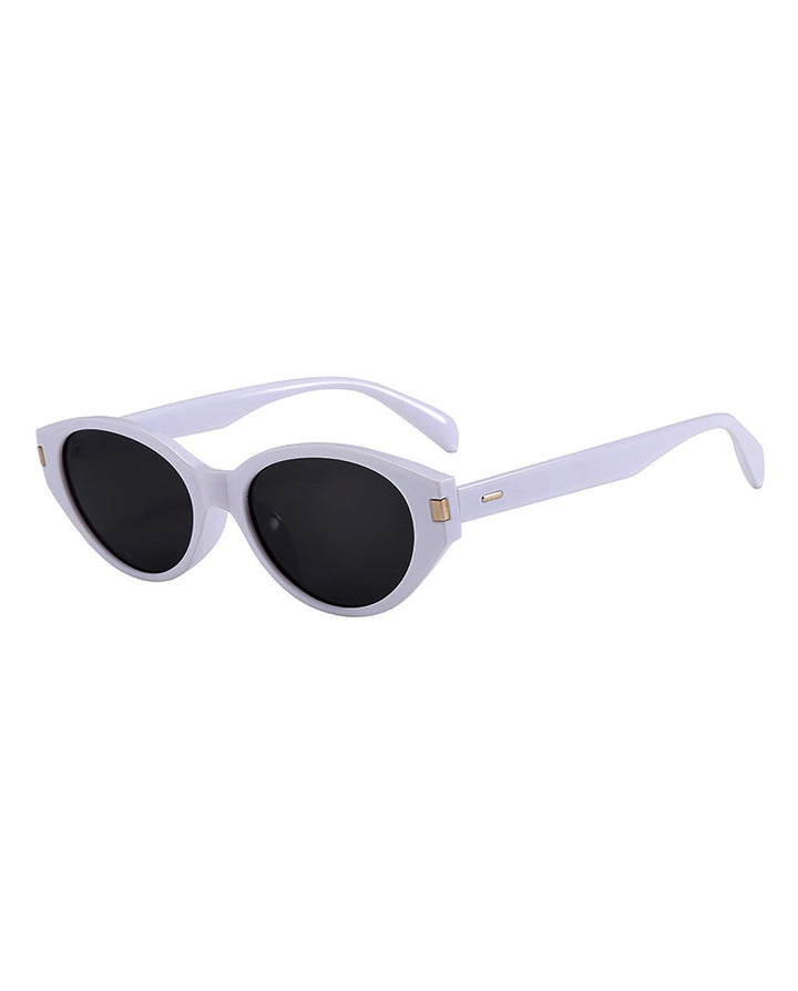 SOLACETwo Tone Option Retro Oval Cat Eye Sunglasses with Metal Decor