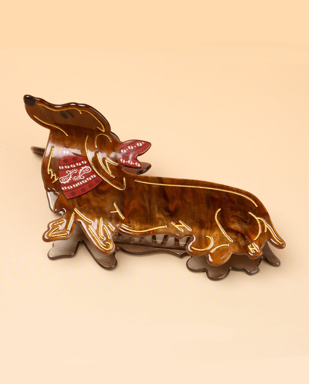 SOLACEVintage Dachshund Dog with Red Bandana Acrylic Hair Claw Clip